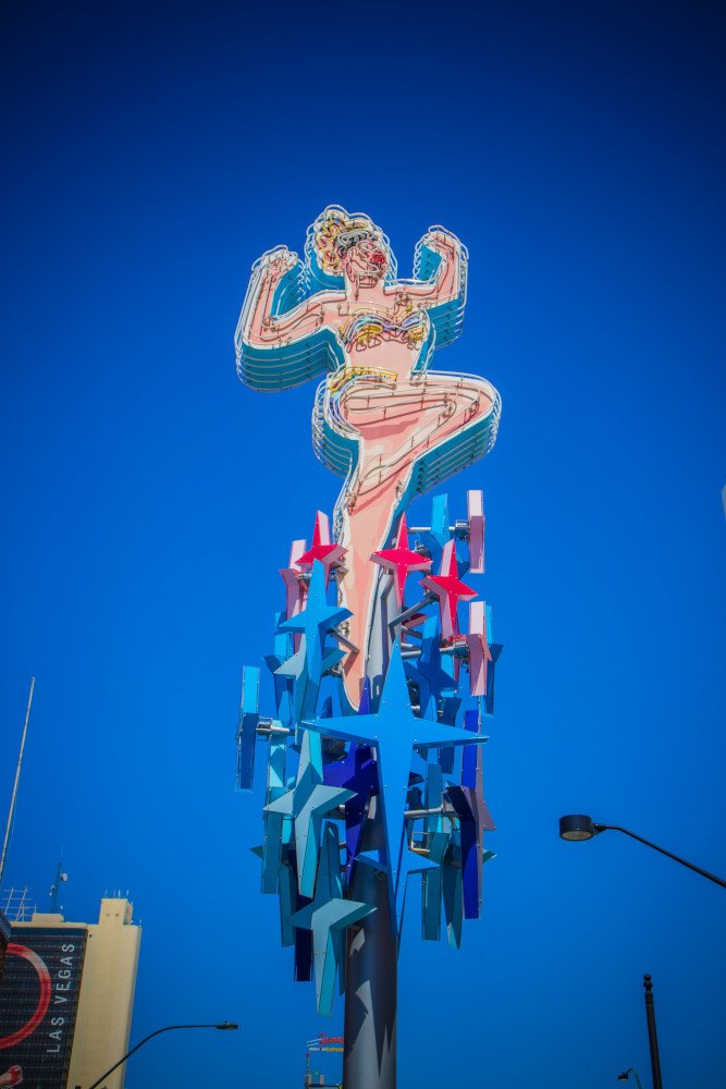 You'll spot this showgirl while running in Downtown Las Vegas