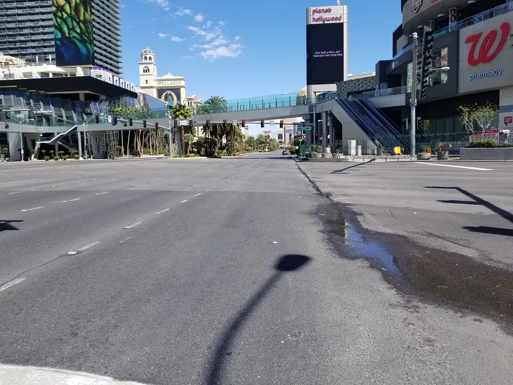 Biking the Las Vegas Strip in 2020, when the streets were empty