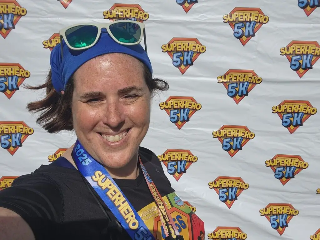 Finishing at the Candlelighters Superhero 5k