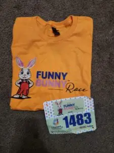 Funny Bunny t-shirt and race bib